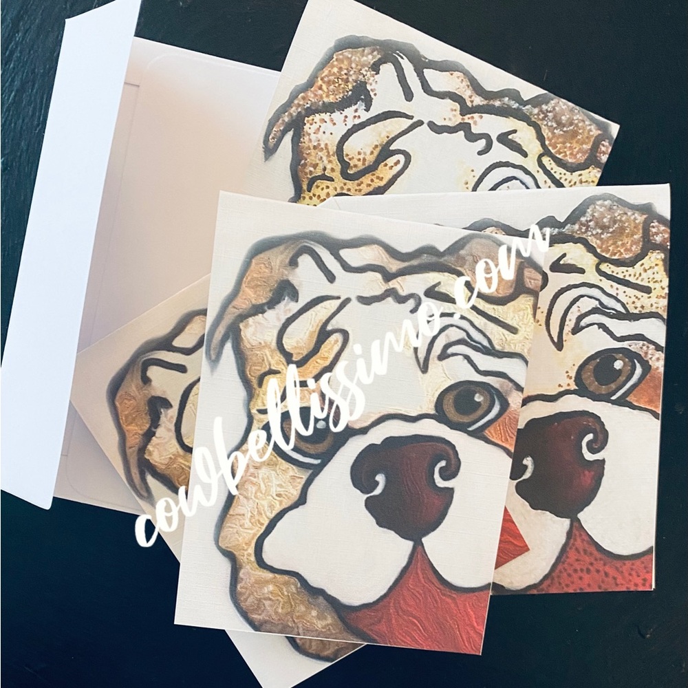 8 bulldog notecards (Will remove cowbellissimo.com before printing your order.)